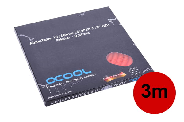 S13 Alphacool Schlauch AlphaTube HF 13/10 (3/8"ID) - UV Rot 3m (9,8ft) Retailbox 300cm