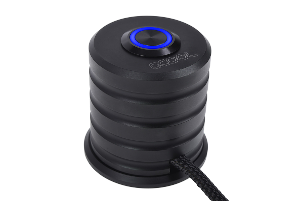 SEN Alphacool Powerbutton mit Taster 19mm blau beleuchtet - Deep Black EOL