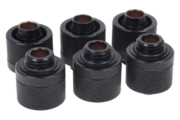 ANS Alphacool HF 16/10 Anschraubtülle G1/4 - Deep Black Sixpack PHT EOL