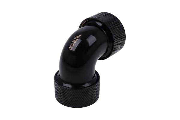 ANS Alphacool HT 16mm HardTube Anschraubtülle 90° L-Verbinder - gerändelt - Deep Black PHT EOL