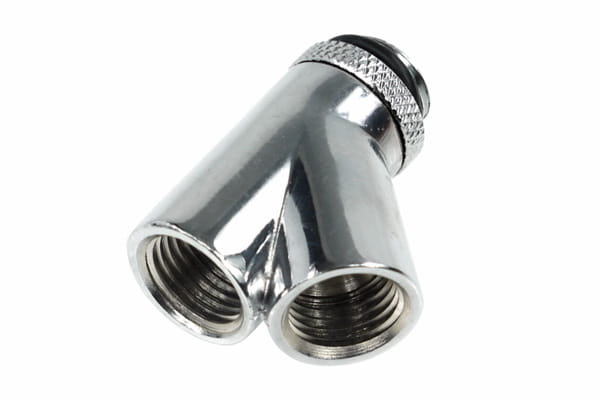ANF Alphacool HF Y-45° Verbinder - G1/4 drehbar - 2x Innen 1x Außengewinde - Chrome PHT EOL