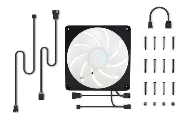 L14 Alphacool Apex Stealth Metall Aurora Lüfter 2000rpm Matt Schwarz (140x140x25mm)