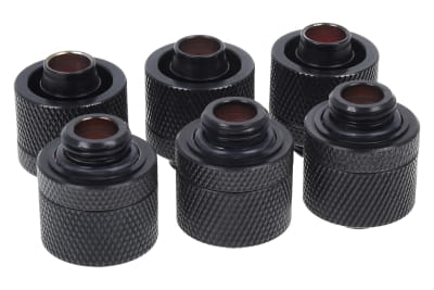 ANS Alphacool HF 16/10 Anschraubtülle G1/4 - Deep Black Sixpack PHT EOL