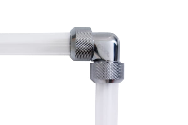 ANS Alphacool Eiszapfen 16mm HardTube Anschraubtülle 90° L-Verbinder Acryl- Messingrohre - Chrome