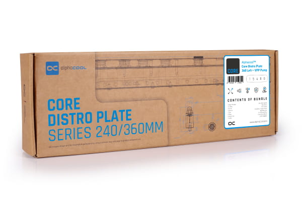 PUM Alphacool Core Distro Plate 360 Links mit VPP/D5 Apex PWM Pumpe PHT EOL