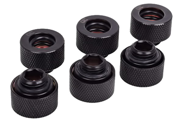ANS Alphacool HT 13mm HardTube Anschraubtülle G1/4 - gerändelt - Deep Black Sixpack PHT EOL