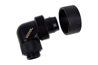ANS Alphacool Eiszapfen 19/13mm Anschraubtülle 90° drehbar G1/4 - Deep Black PHT EOL