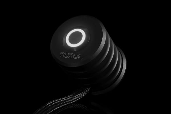SEN Alphacool Powerbutton mit Taster 19mm weiß beleuchtet - Deep Black EOL