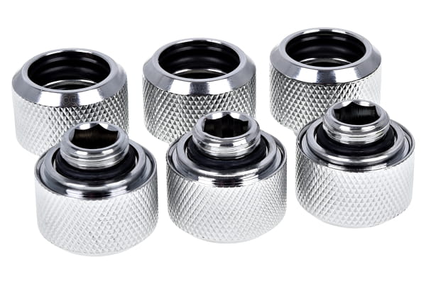 ANS Alphacool Eiszapfen 16mm HardTube Anschraubtülle G1/4 - Chrome Sixpack