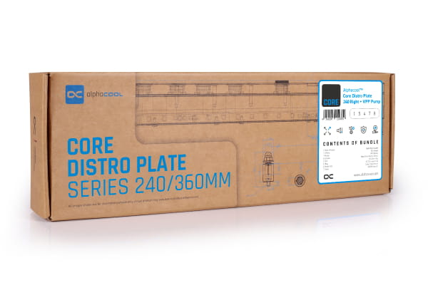 PUM Alphacool Core Distro Plate 240 Rechts mit VPP/D5 Apex PWM Pumpe PHT EOL