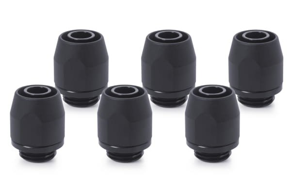 ANS Alphacool HF Anschraubtülle TPV Metall - 12,7/7,6mm Gerade - Black - 6er Kit