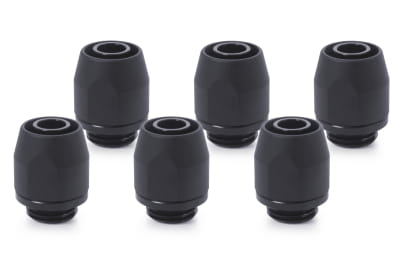 ANS Alphacool HF Anschraubtülle TPV Metall - 12,7/7,6mm Gerade - Black - 6er Kit
