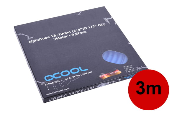 S13 Alphacool Schlauch AlphaTube HF 13/10 (3/8"ID) - UV Blau 3m (9,8ft) Retailbox 300cm