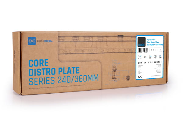 PUM Alphacool Core Distro Plate 360 Rechts mit VPP/D5 Apex PWM Pumpe PHT EOL