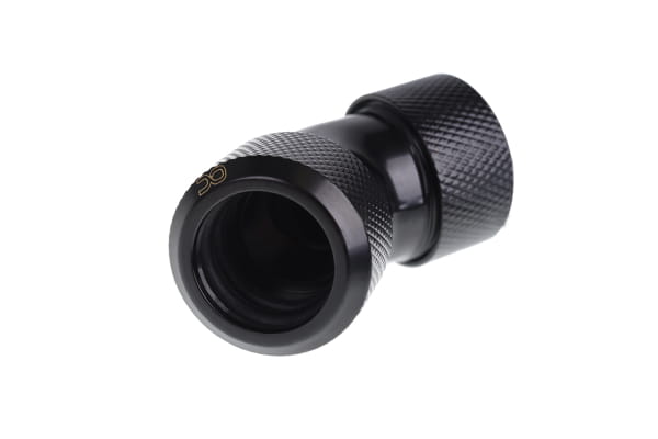 ANS Alphacool Eiszapfen 16mm HardTube Anschraubtülle 45° L-Verbinder - Deep Black PHT EOL