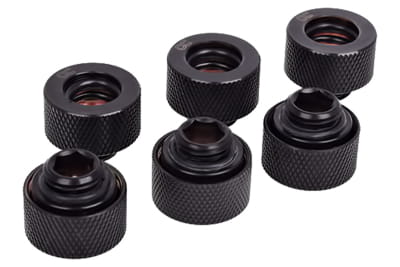 ANS Alphacool HT 13mm HardTube Anschraubtülle G1/4 - gerändelt - Deep Black Sixpack PHT EOL