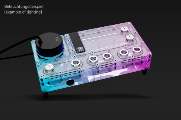 PUM Alphacool Core Distro Plate 240 Rechts mit VPP/D5 Apex PWM Pumpe PHT EOL