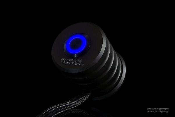 SEN Alphacool Powerbutton mit Taster 19mm blau beleuchtet - Deep Black EOL