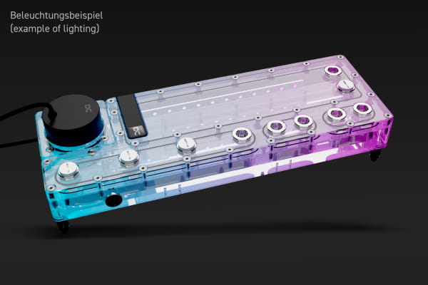 PUM Alphacool Core Distro Plate 360 Rechts mit VPP/D5 Apex PWM Pumpe PHT EOL