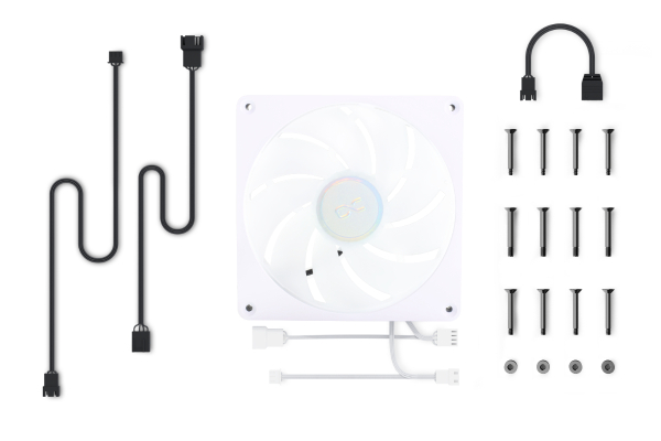 L14 Alphacool Apex Stealth Metall Aurora Lüfter 2000rpm Weiß (140x140x25mm)