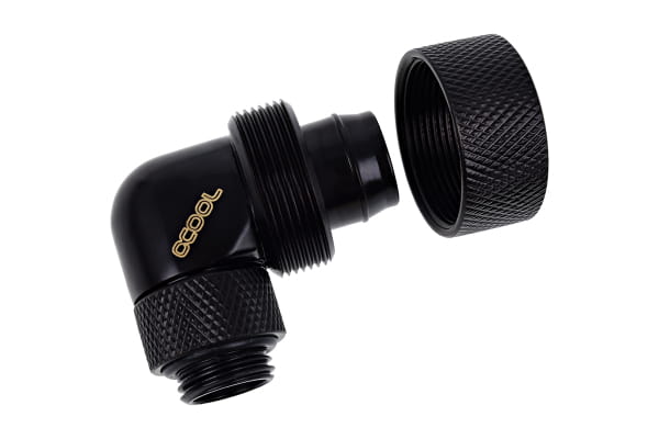 ANS Alphacool Eiszapfen 19/13mm Anschraubtülle 90° drehbar G1/4 - Deep Black PHT EOL