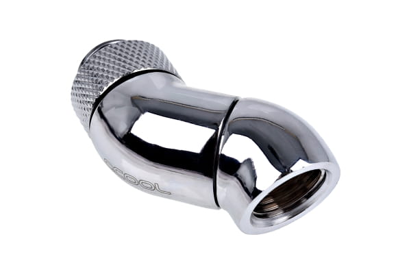 ANF Alphacool Eiszapfen Winkeladapter Doppel-45° drehbar G1/4 AG auf G1/4 IG - Chrome