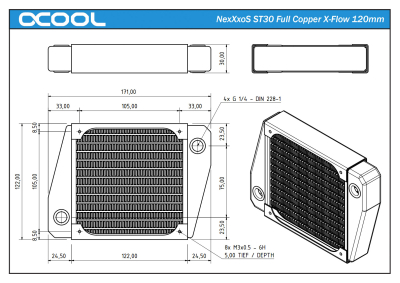 RAD Alphacool NexXxos ST30 Industry HPC Series X-Flow 120mm Radiator EOL