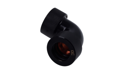 ANS Alphacool HT 16mm HardTube Anschraubtülle 90° L-Verbinder - gerändelt - Deep Black PHT EOL
