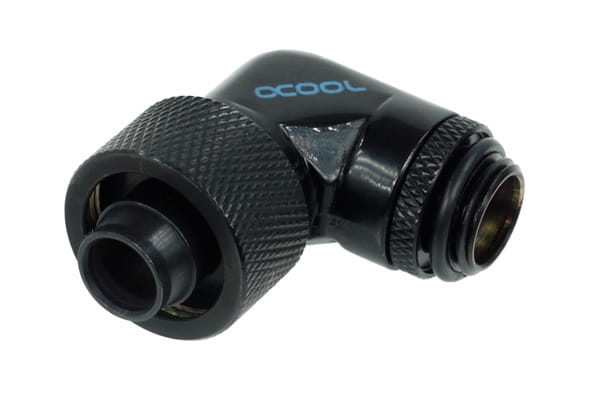 ANS Alphacool HF 16/10 Anschraubtülle 90° drehbar G1/4 - Deep Black PHT EOL